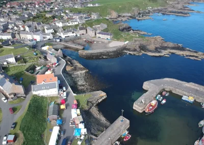 Ariel view of Portsoy harbours. Photo Credit - Allan Robertson